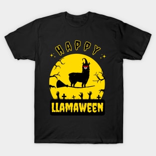 Happy llamaween llama witch T-Shirt